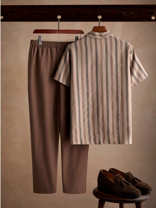 Conjunto Masculino Listrado | Camisa + Calça | Old Money