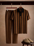 Conjunto Masculino Polo Texturizado | Colarinho Contrastante + Calça | Old Money