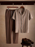 Conjunto Masculino Listrado | Camisa + Calça | Old Money