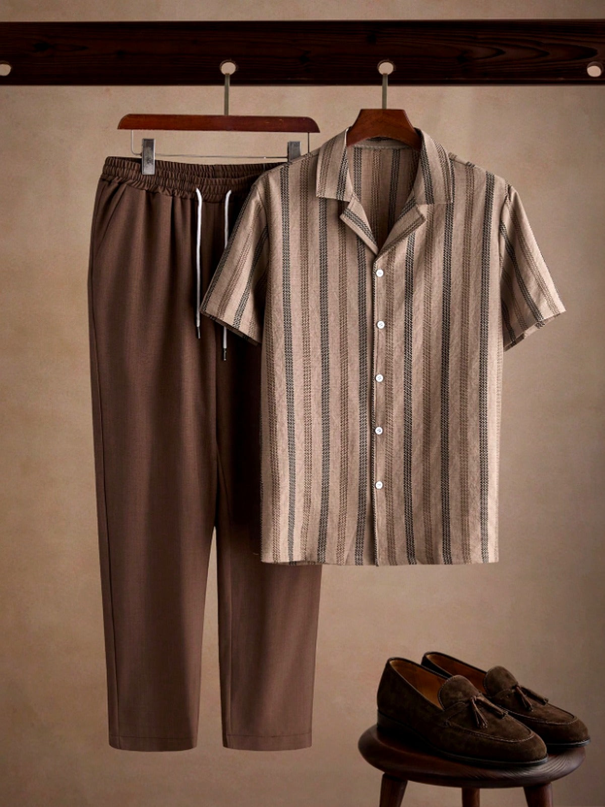 Conjunto Masculino Listrado | Camisa + Calça | Old Money
