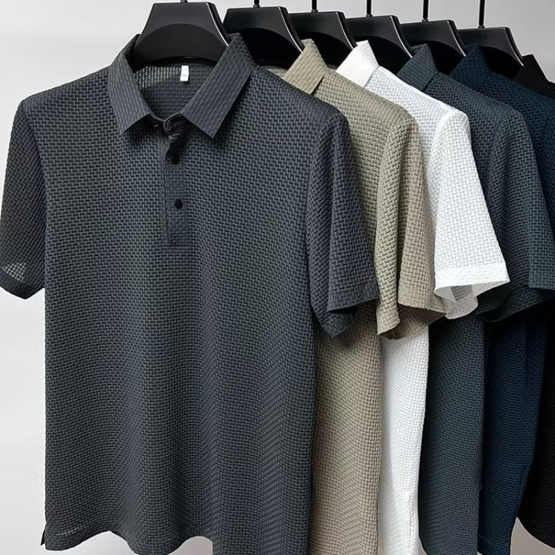 Polo Masculina Ice Silk | Tecido Gelado Texturizado Old Money