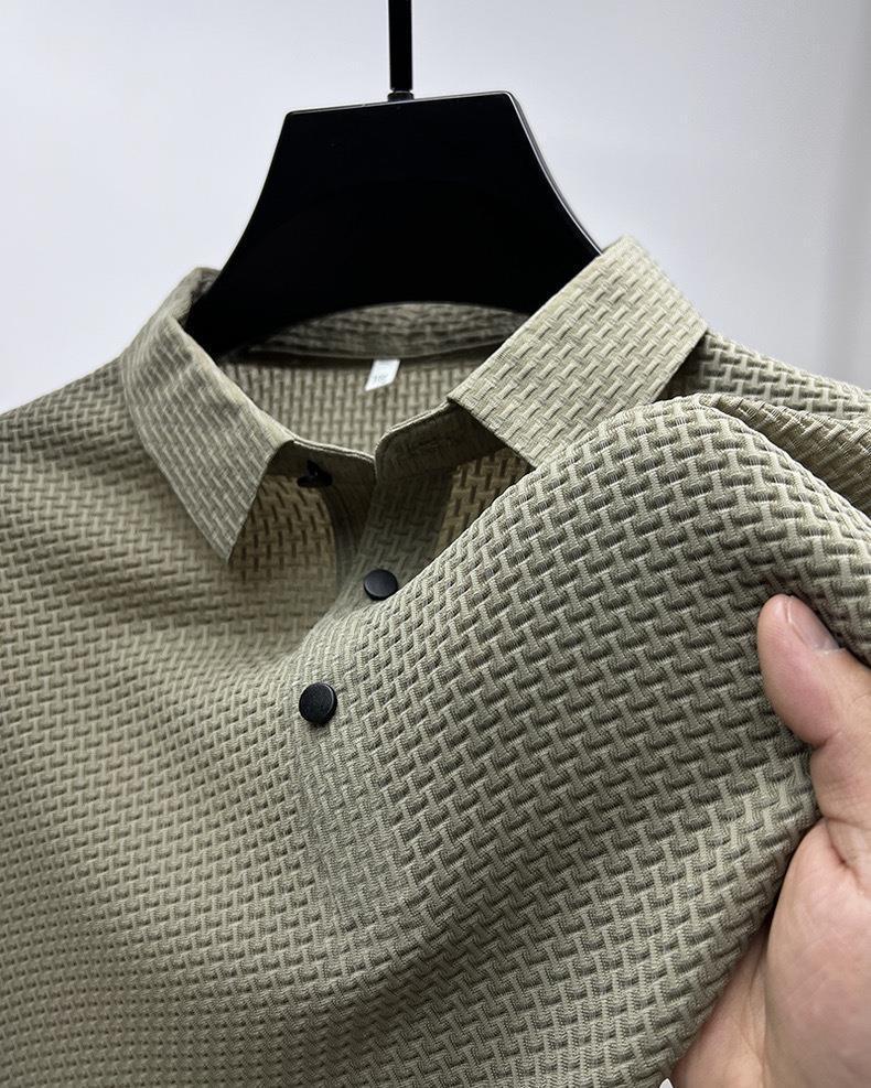 Polo Masculina Ice Silk | Tecido Gelado Texturizado Old Money