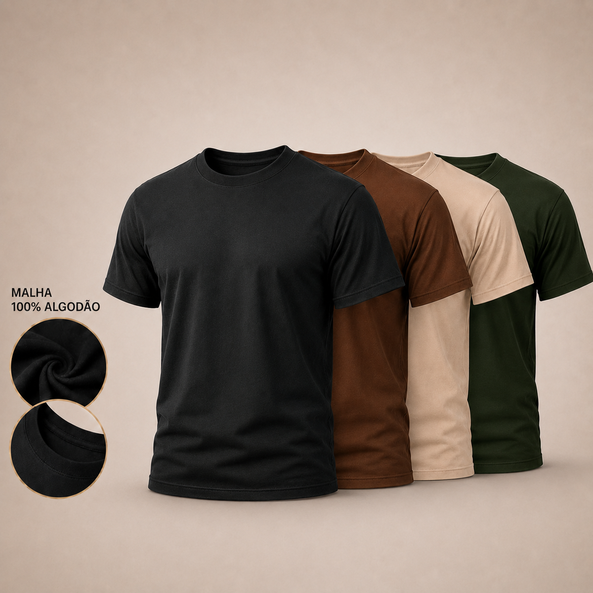 Kit 4 Camisetas Premium | 100% Algodão Masculina