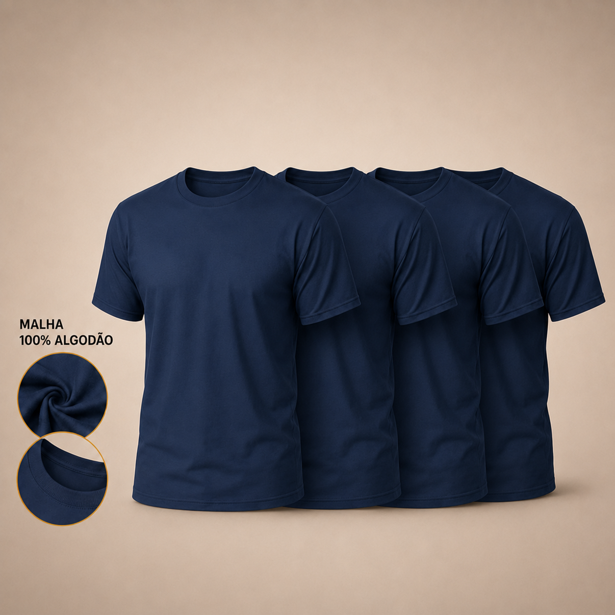 Kit 4 Camisetas Premium | 100% Algodão Masculina