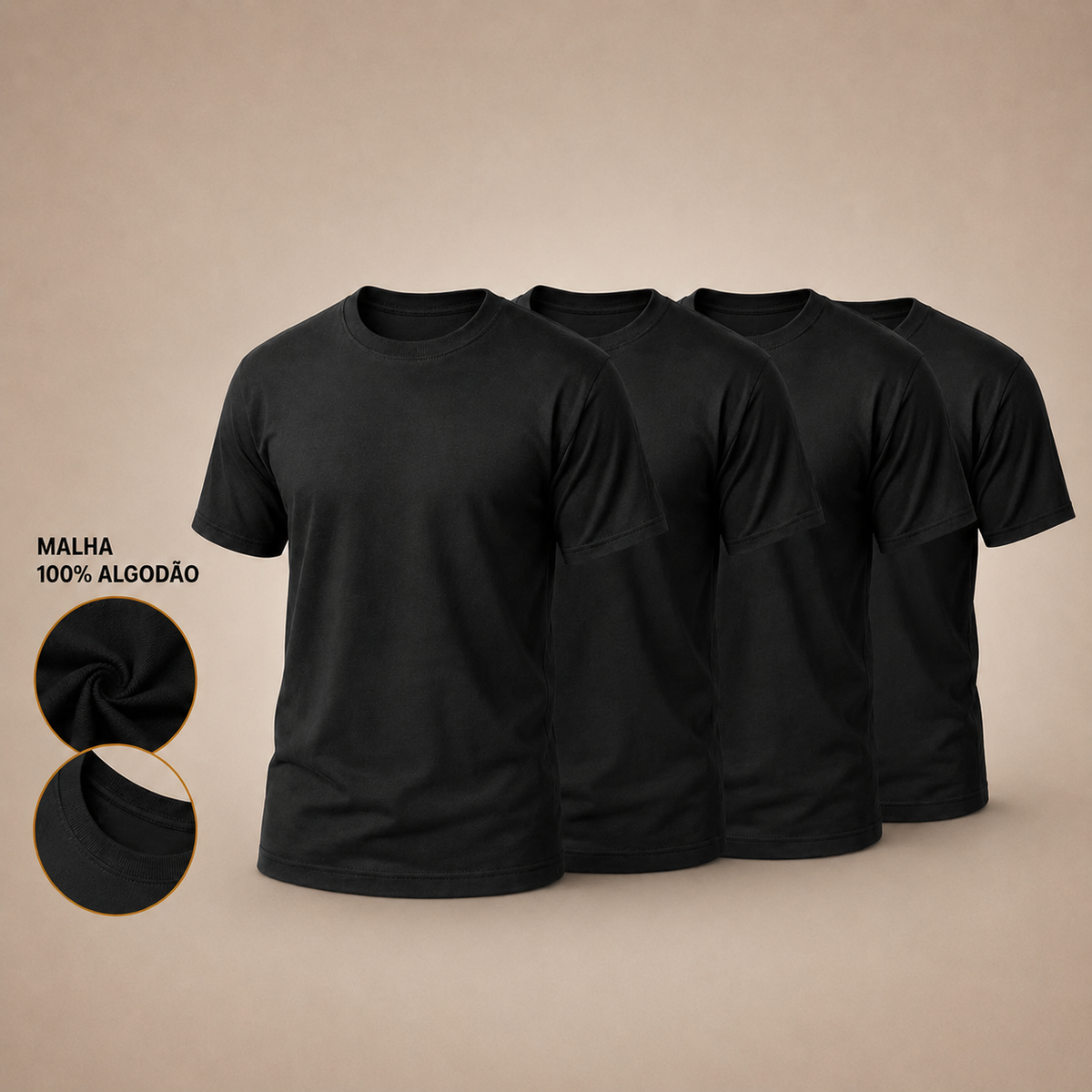 Kit 4 Camisetas Premium | 100% Algodão Masculina