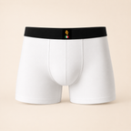 Cueca boxer masculina preta em microfibra, detalhe do cós
