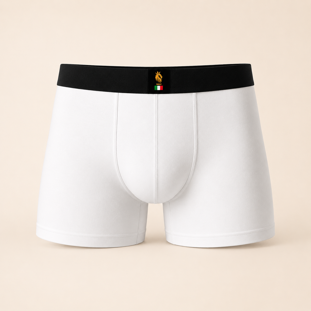 Cueca boxer masculina preta em microfibra, detalhe do cós