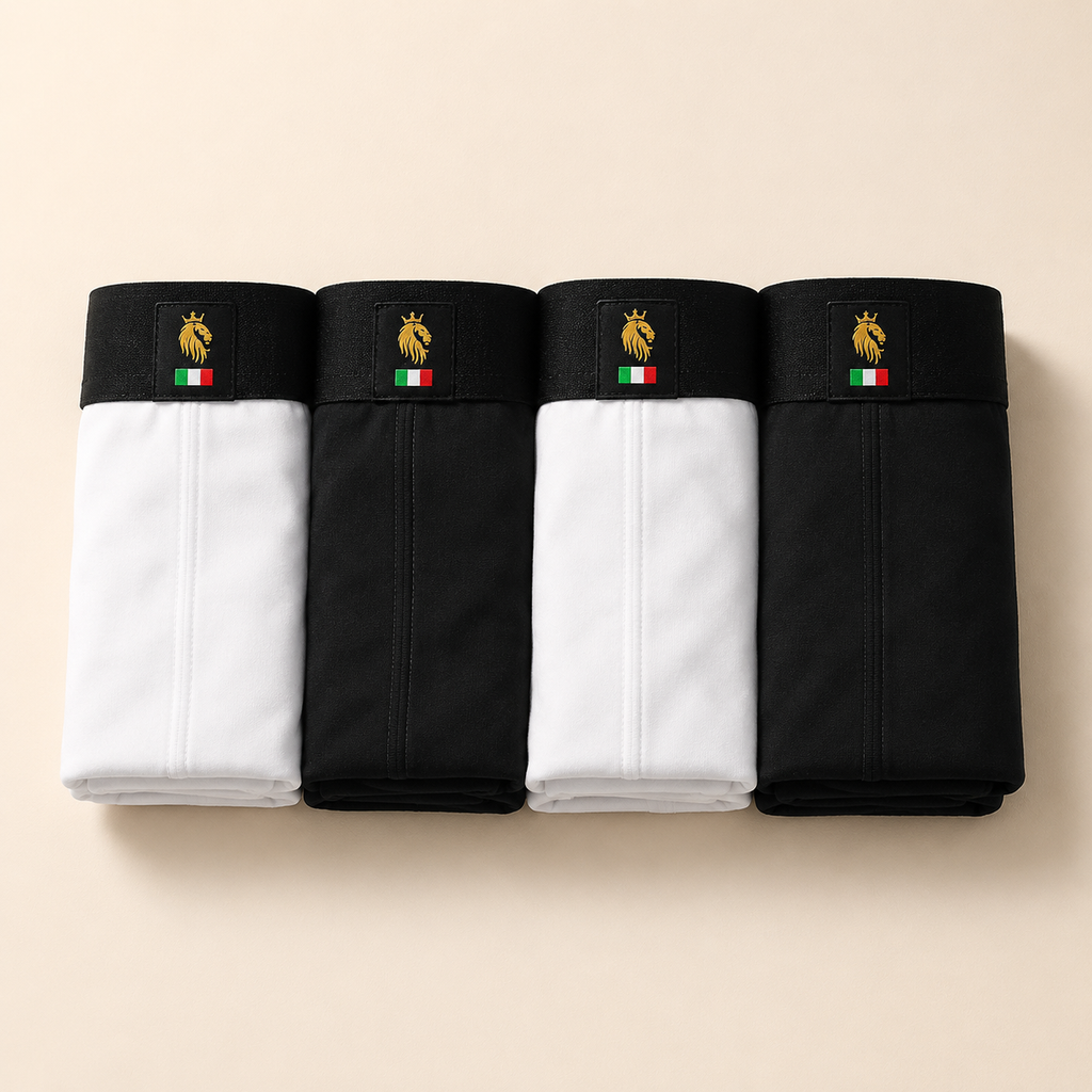 Kit 4 cuecas boxer masculinas THE UNIO CLUB, 2 pretas e 2 brancas