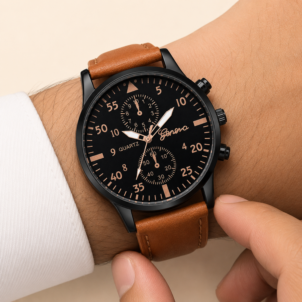 Relógio Masculino Quartzo | Pulseira Couro PU Vintage